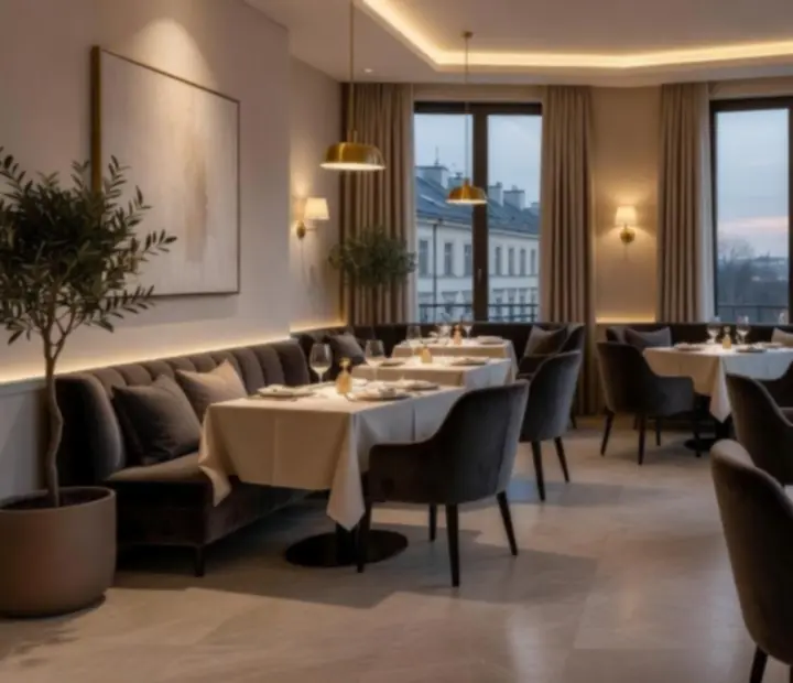Elegancka restauracja przygotowana na wieczorną kolację tematyczną