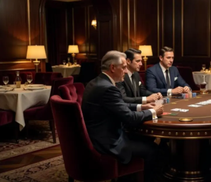 Stylowe wnętrze restauracji z luksusowym stołem pokerowym