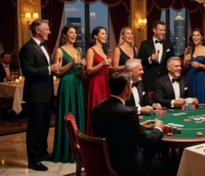 Cinematyczna scena wieczornego eventu w eleganckiej restauracji